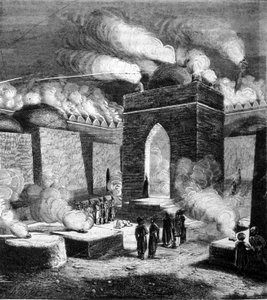 Atesh tűz temploma - gah Bakuban, Azerbajdzsánban. 19. századi metszet. alkotó: Unknown artist