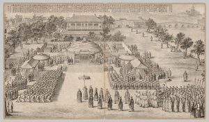 Győzelmi bankett: A lázadások leverésének csatajelenetei a nyugati régiókban, császári versekkel alkotó: Unknown artist
