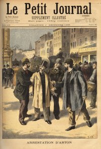 Emile Arton (1859-1905), korrupt bróker letartóztatása a több éve szökésben lévő panamai botrányügyben. Metszet a „” Le petit journal”-ban 1895.01.12. Selva gyűjteménye. alkotó: Unknown artist