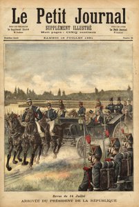 A francia köztársasági elnök, Sadi Carnot (1837-1894) érkezése a Bois de Boulogne-i síkságra a július 14-i folyóirat alkalmából. alkotó: Unknown artist