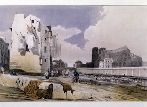A Szajna és a Notre Dame de Paris partjai - litográfia alkotó: Unknown artist