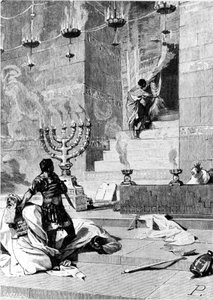 Jeruzsálem elfoglalása Titus által i.sz. 80 körül. 19. századi metszet. alkotó: Unknown artist