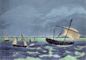 Egy dhow (arab csónak) elfogása a madagaszkári partok mentén. alkotó: Unknown artist