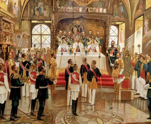 Miklós cár (1868-1918) megkoronázása Moszkvában, Oroszországban alkotó: Unknown artist