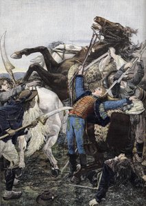 Joseph Bara (1779-1793), a köztársasági csapatok dobosa halála, akit valószínűleg tolvajok öltek meg. Metszet 1894-ből alkotó: Unknown artist