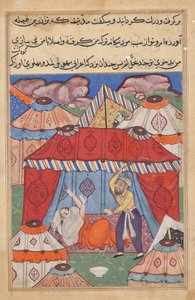 A Habbazát helyettesítő álcázott arabot férje megkorbácsolja, mert megtagadta a tejet, egy Tuti-namából (Papagáj meséi): Huszonnegyedik éjszaka alkotó: Unknown artist