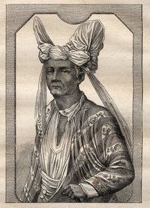 Etienne Marchand kapitány (1755-1793) világkörüli expedíciója (1790-1792): Timor sziget királyának portréja (indonéz szigetvilág) - illusztráció a „18. századi nagy tengerészek” című könyvből. alkotó: Unknown artist