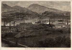 A Taff-völgy gyárai. Durand Brager rajza, L. Simonin 1862-es walesi nagyobb gyáraiban tett látogatásának illusztrálására. Gravírozás a „Le tour du monde”-ban, szerkesztette Edouard Charton alkotó: Unknown artist