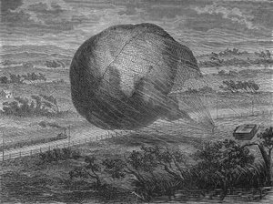 A „The Giant”” labda lezuhanása Hannoveri síkságon 1863-ban, fedélzetén Jules és Louis Godard, Felix Nadar, felesége, Fernand Montgolfier és Thirion. In” Album de la Science”, Éditions Jouvet alkotó: Unknown artist