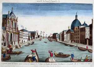A nagy velencei csatorna. Jobb oldalon a Santa Claire kolostor és a Carmes Deschaussés templom. Balra: Szent Simon és Szent Júdás templom. alkotó: Unknown artist