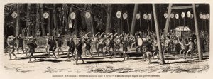 A Roksamia, a Yedo (vagy Edo, mai Tokió) szomszédságában található Kami templom matsouri (vásár, körmenet) az év 5. hónapjának 5. napján gyűlik össze a tömeg, hogy gyógynövényeket gyűjtsön az erdőben és este a papok szervezik a alkotó: Unknown artist