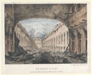 A bécsi Odeon a tűzvész után 28. október 1848 (színes litográfia) alkotó: Unknown artist