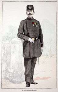 Az aldandár (aldandár) Poisson. Színes rézkarc, illusztrációként „” A békefenntartók hadtestének története”” című könyv Louis Lepine (1846-1933) Szajna menti rendőrprefektus gondozásában jelent meg Alfred Rey (1864-?) és Louis gondozásában. alkotó: Unknown artist