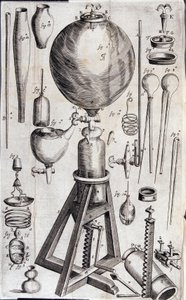 Eszközök tudományos kísérletekhez - Robert Boyle "Új fizikai-mechanikai kísérletek a rugalmas légerővel és hatásaival kapcsolatban, nagyrészt egy új pneumatikus gépben" alkotó: Unknown artist