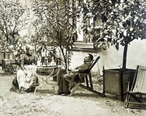 Toulouse Lautrec édesanyjával a Château de Malroméban alkotó: Unknown artist