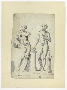 Két szobor: Antinous a Vatikáni kertekben és Nisaus Bacchus a Farnese-palotában alkotó: Unknown artist