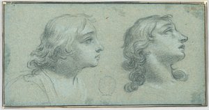 Két nézet egy fiatal fejéről alkotó: Unknown artist