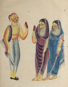 Vaisnava bhakta két nővel alkotó: Unknown artist