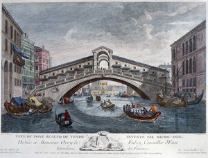 Velence, kilátás a Rialto-hídra - optika alkotó: Unknown artist