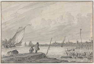Alkmaar kilátása csónakokkal alkotó: Unknown artist