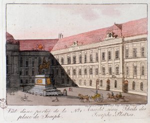 Kilátás a József térre, Bécsben, Ausztriában. Metszet 1815-ből Magángyűjtemény alkotó: Unknown artist