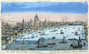 Kilátás Londonra és a Temzére, délnyugatra - optikai nézet alkotó: Unknown artist