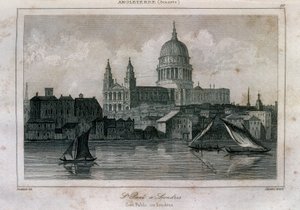 Kilátás a Szent Pál-székesegyházra Londonban, a Temze közelében alkotó: Unknown artist