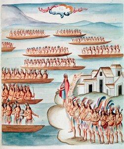 Kilátás a lagúnával körülvett Tlatelolcóra, Mexikó (akvarell, 1770-1780 körül) alkotó: Unknown artist