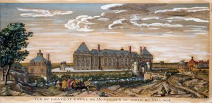 Kilátás a Chateau Royal de Monceaux-ra. Metszet 1740-ből. Magángyűjtemény. alkotó: Unknown artist
