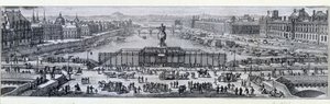 Kilátás a Pont Neuf-ra Párizsban. Metszet a 17. Párizs végéről, Musee Carnavalet alkotó: Unknown artist