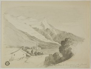 Kilátás Chamonix falujára és a Bossons-gleccserre alkotó: Unknown artist