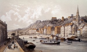 Kilátás Lyon városára a Quai Tilsitt felől. századi metszet. Paris, B.N. alkotó: Unknown artist