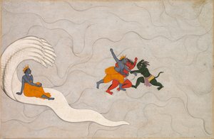 Vishnu csaták Madhu és Kaitabha, a Markandeya Purana alkotó: Unknown artist