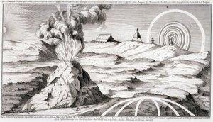 Vulkán a Cotopaxi-hegyen – a „Dél-Amerikai Történelmi Utazásban, amelyet Don George Juan és Don Antoine de Ulloa Spanyolország királyának rendje készített””, T.1, C.A. Jombert, Librairie du Roi, Párizs alkotó: Unknown artist