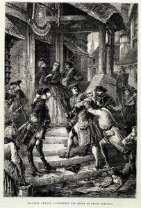 Voltaire-t letartóztatták Frankfurtban a nagy II. Frigyes parancsára – M. Guizot „Histoire de France a legtávolabbi időktől 1789-ig” című művében alkotó: Unknown artist