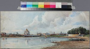 Vue de Moscou despuis le jardin Neskoutchni – Moszkva kilátása a Neskuchny kertből, Anonymous . Akvarell, papír, kb 1880-1885. Állami Múzeum A.S. Puskin, Moszkva alkotó: Unknown artist