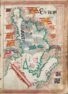 Nyugat-Mediterrán térség, huszonöt térképből álló atlaszba kötve, diagramokkal és táblázatokkal, 1550-60 körül (pergamen). alkotó: Unknown artist
