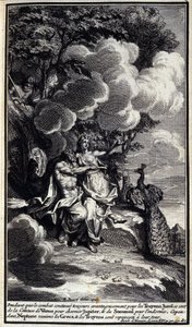 Míg a harc továbbra is előnyös a trójaiak számára, Junon Vénusz övét használja, hogy elbűvölje Jupitert, és elaludja, hogy elaltassa. A Neptunusz azonban feléleszti a görögöket, a trójaiakat pedig elfordítják. Homérosz Iliászának XIV. könyvének illusztráci alkotó: Unknown artist