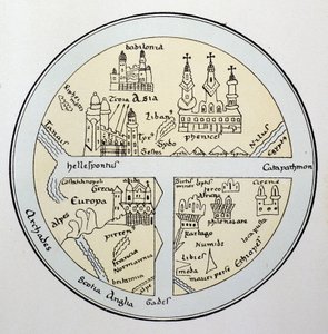 Világtérkép egy 11. századi lipcsei kéziratból alkotó: Unknown artist