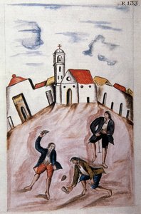 Fiatal indiánok, akik fonóval játszanak, a "Trujillo del Peru" vagy a "Codex Martinez Companion" című könyvéből, Baltazar Martinez Companion és Bujanda, Trujillo püspöke (1782-1785) alkotó: Unknown artist
