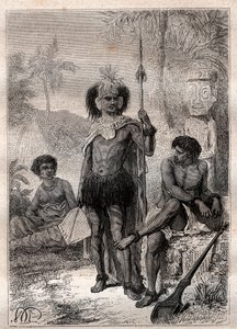 a Marquesas-szigetek őslakosai – James Cook kapitány utazása alkotó: Unknown artist