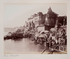 Benares Bathing Ghâts, 1885 körül (szépia fotó) alkotó: Unknown photographer