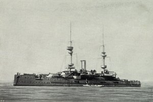Az Ocean angol csatahajó, elsüllyedt a dardanellai csatában március 18-án. alkotó: Unknown photographer