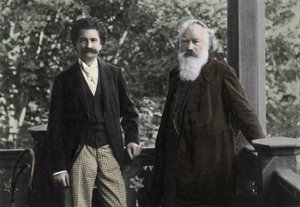Johannes Brahms (1833-1897) Johann Strauss-szal (1825-1899) alkotó: Unknown photographer