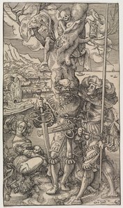 Zsoldosok és egy nő halállal a fán, 1524. alkotó: Urs I Graf