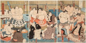 Kombat Days Luttkrs Sumo Shitaky Baye és Hidenoyama. Estamp Day Uttagawa nem ivás (1-5) alkotó: Utagawa Kunisada