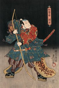 Ukiyo-e Szamurájt játszó színész lenyomata, Kunisada alkotó: Utagawa Kunisada