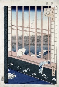 Asakusa Rice Fields a kakasfesztivál alatt a „Meisho Edo Hyakkei” (Edo száz nézete) sorozatból, 1861 (színes fatömbnyomat)