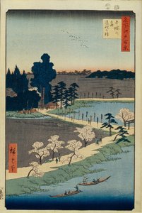 Azuma no mori szentély és az összefonódott kámfor Edo száz híres képe, 1856-1858 alkotó: Utagawa Hiroshige