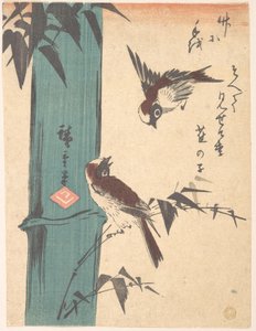 Bambusz és verebek alkotó: Utagawa Hiroshige